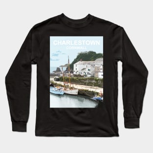 Cornwall Charlestown.  Cornish gift Kernow Travel location poster, St Austell Long Sleeve T-Shirt